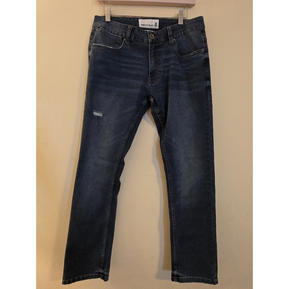 Paper Denim & Cloth Mens Slim Straight Jeans Dark Wash 30x30 DU9A85MLIN81
